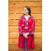 Boho Style Ukrainian Embroidered Classic Dress Red with White/Blue Embroidery